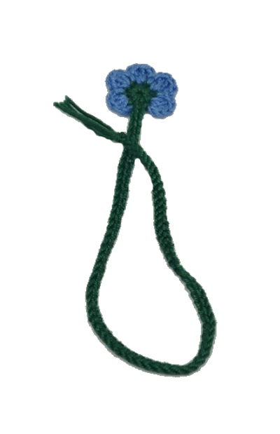 Marcador Crochet - Flor Azul E Verde Escura