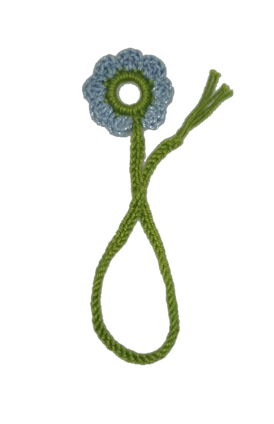 Marcador Crochet - Flor Azul Clara e Verde Clara