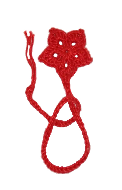 Marcador Crochet - Flor Vermelha